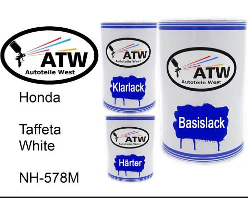 Honda, Taffeta White, NH-578M: 500ml Lackdose + 500ml Klarlack + 250ml Härter - Set, von ATW Autoteile West.